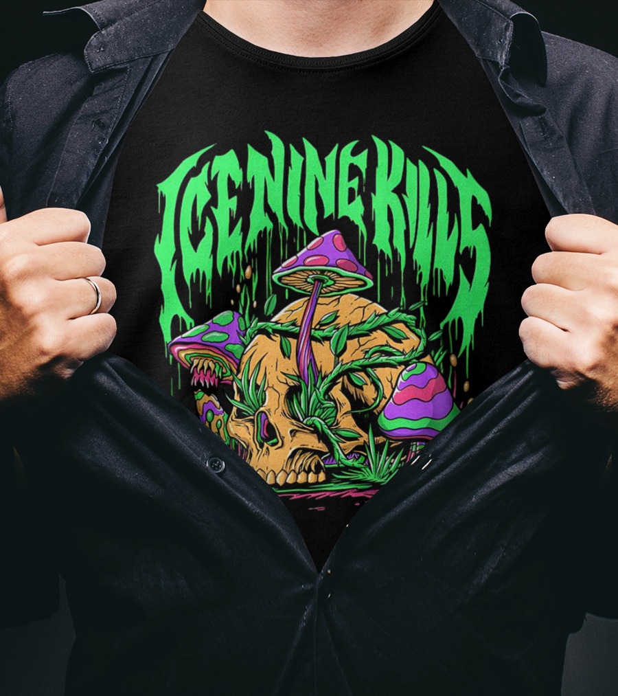 Ice Nine Kills Skull With Psychedelic Mushrooms T-Shirt