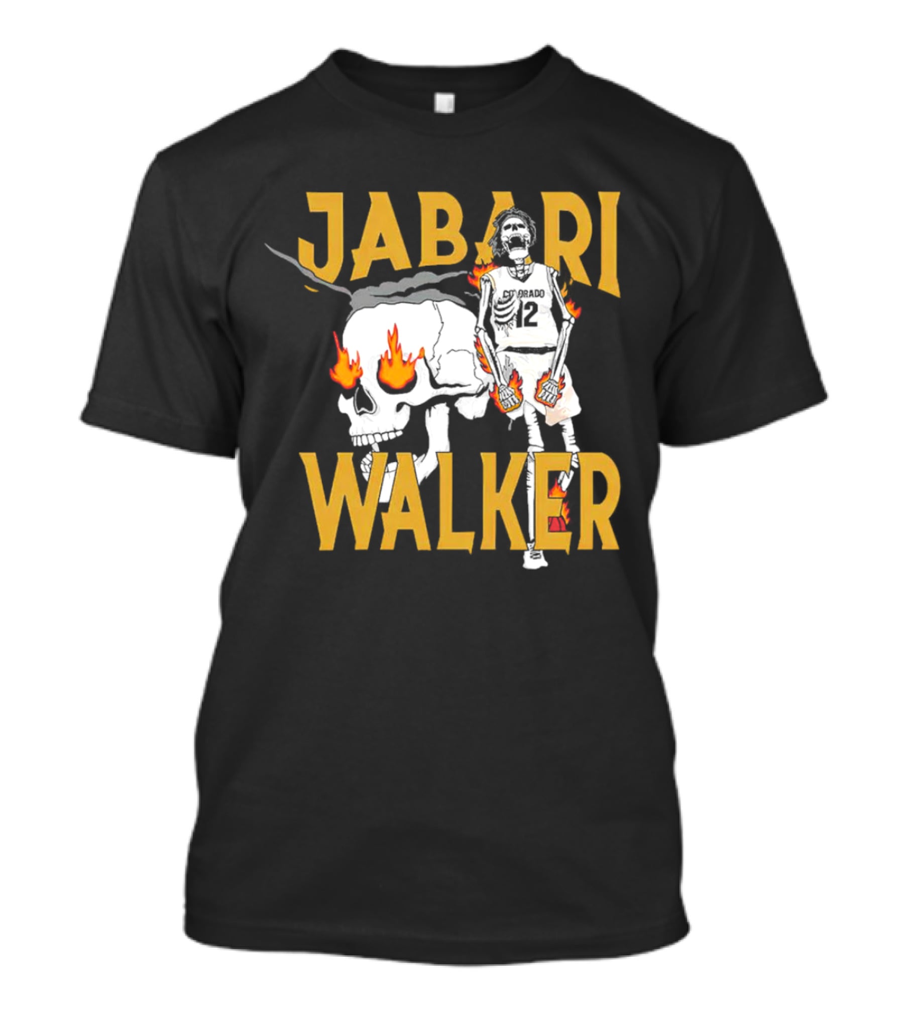 Jabari Walker Colorado Basketball Skull And Flames T-Shirt