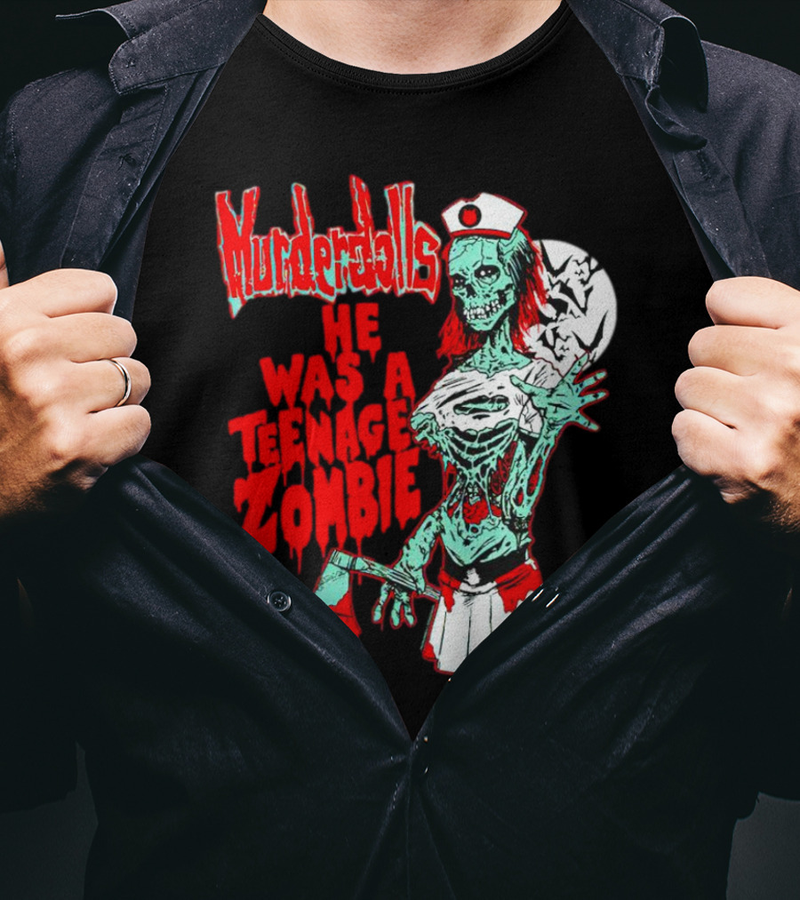 Murderdolls He Was A Teenage Zombie Nurse With Axe And Moon T-Shirt
