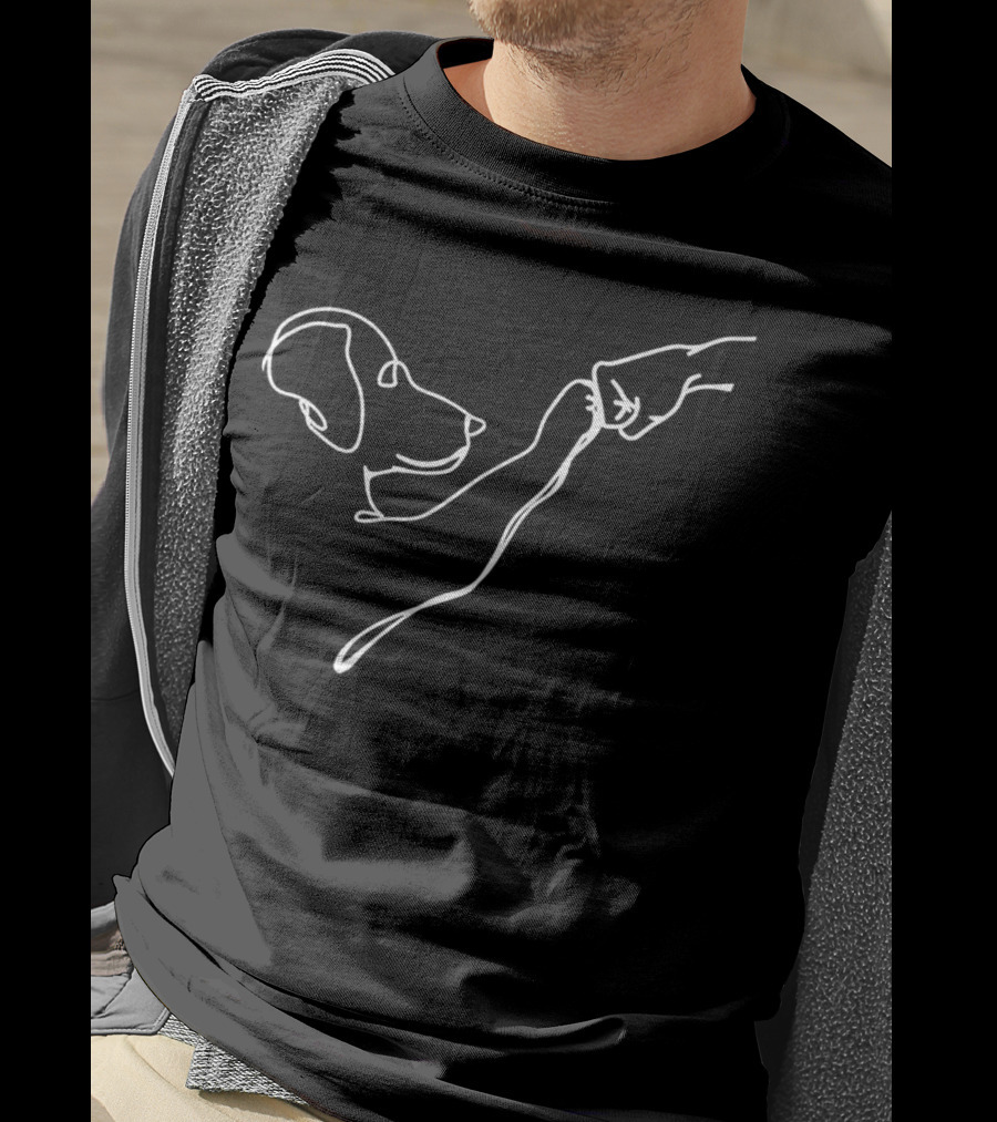 Dog High Five Sketch Outline T-Shirt