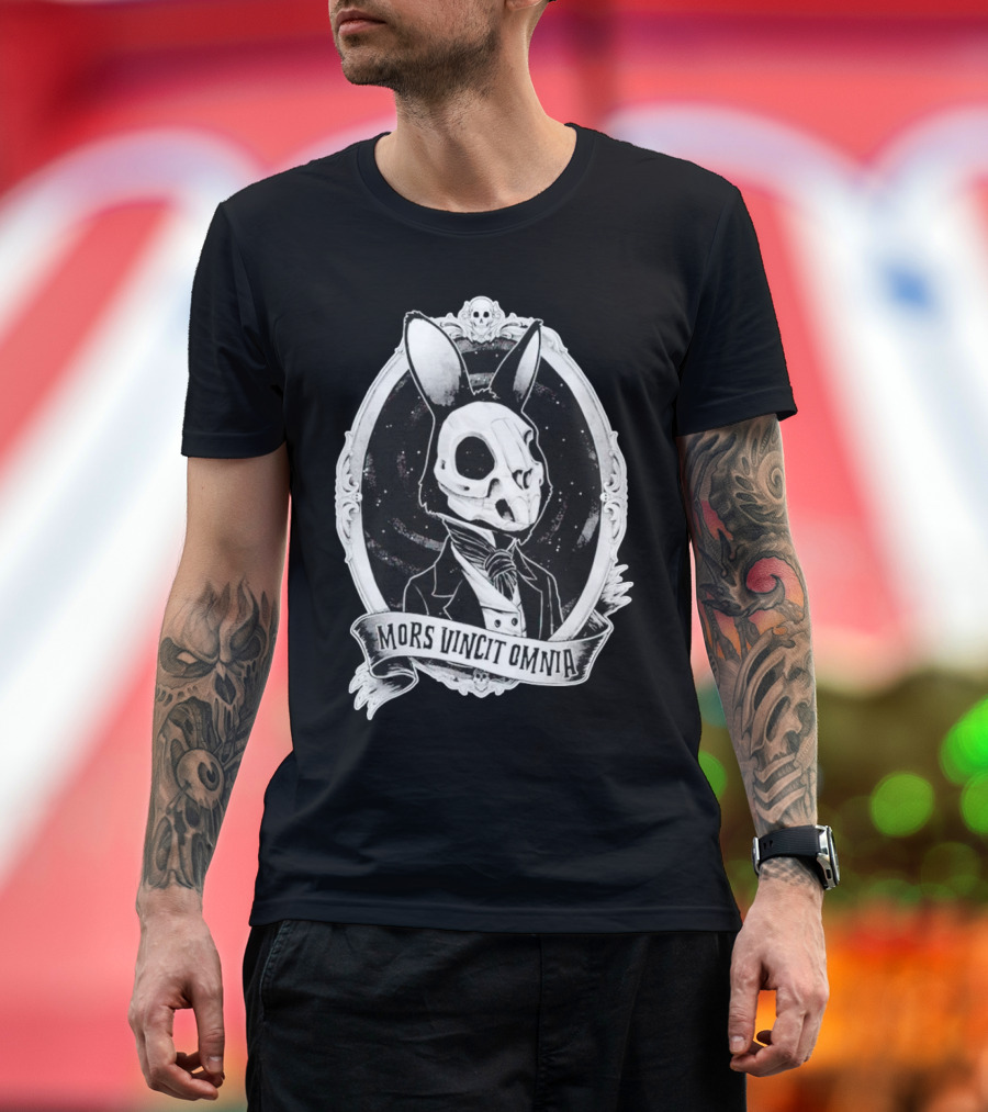 Gothic Rabbit Skeleton Portrait Mors Vincit Omnia T-Shirt