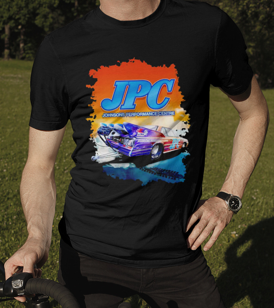 JPC Johnson’s Performance Centre Racing Car And Tire Marks T-Shirt
