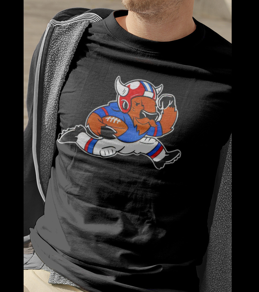 Running Buffalo Football Player In Blue And Red Helmet Monopolizing Wins T-Shirt
