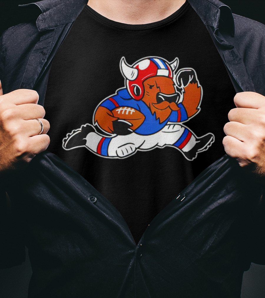 Running Buffalo Football Player In Blue And Red Helmet Monopolizing Wins T-Shirt