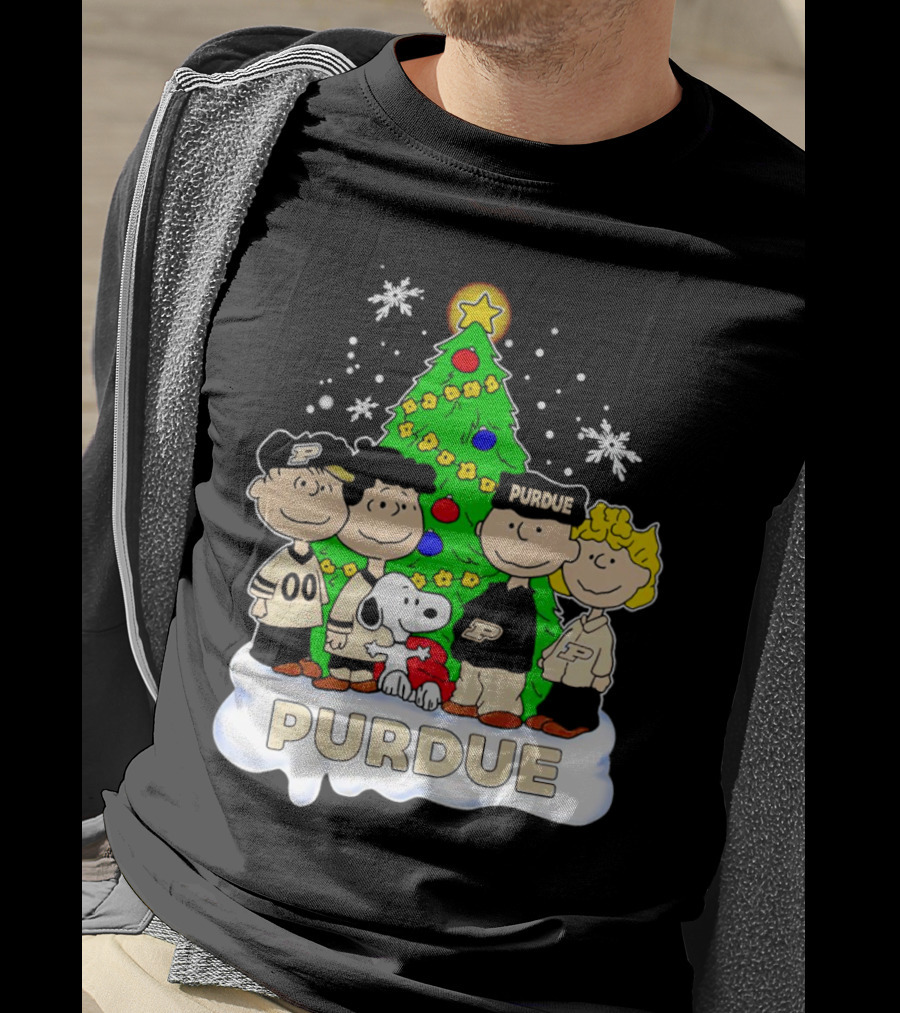 Peanuts Christmas With Purdue Boilermakers Charlie Brown And Snoopy T-Shirt