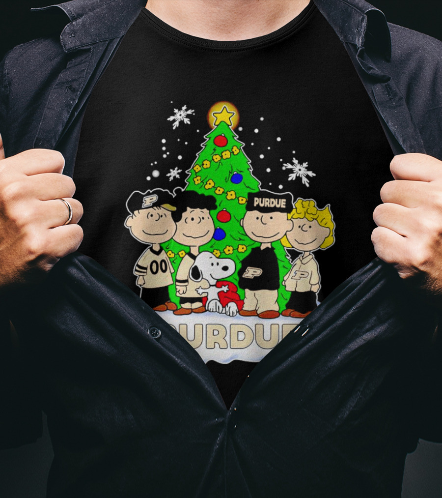 Peanuts Christmas With Purdue Boilermakers Charlie Brown And Snoopy T-Shirt