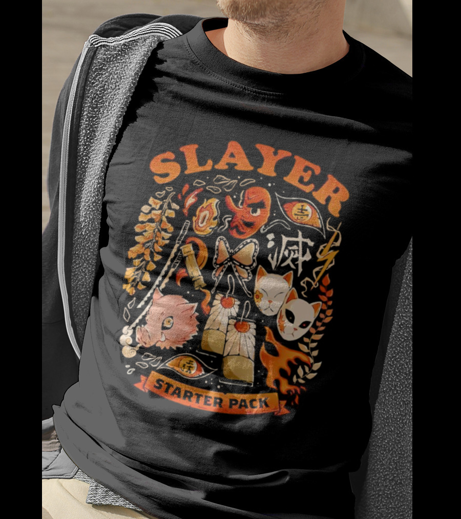 Slayer Starter Pack Kimetsu No Yaiba Symbols And Masks Collection T-Shirt