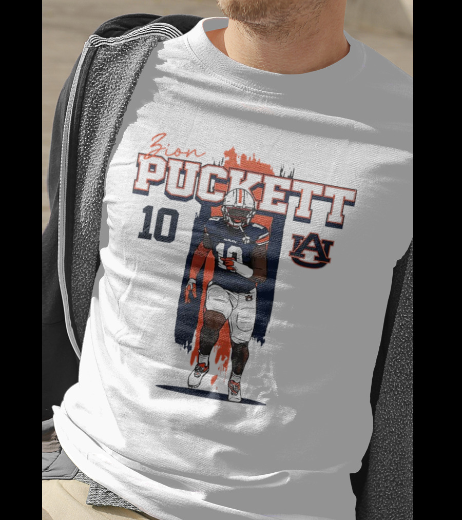 Zion Puckett Auburn Tigers 10 Caricature T-Shirt