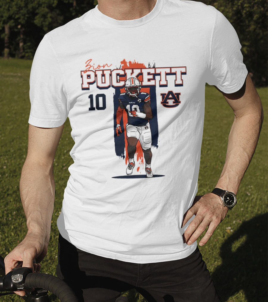 Zion Puckett Auburn Tigers 10 Caricature T-Shirt