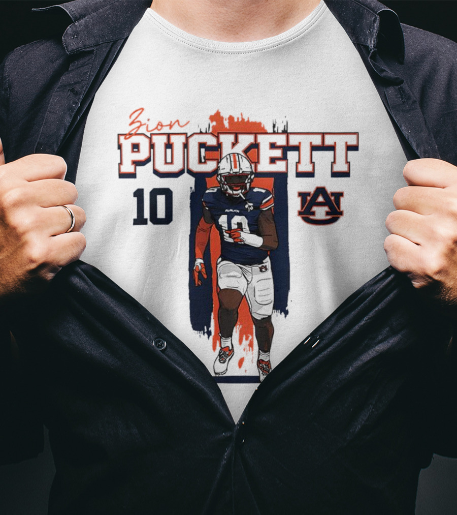 Zion Puckett Auburn Tigers 10 Caricature T-Shirt