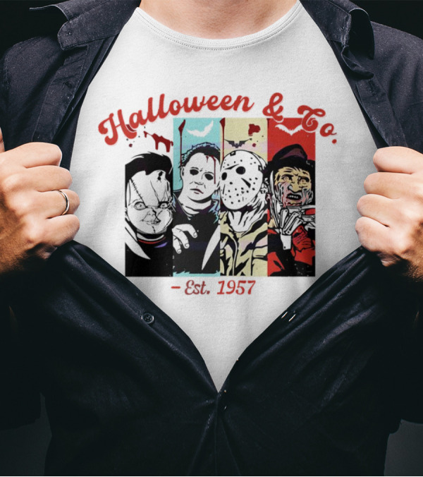 Halloween And Co. Est. 1957 Scary Movie Character Vibes T-Shirt