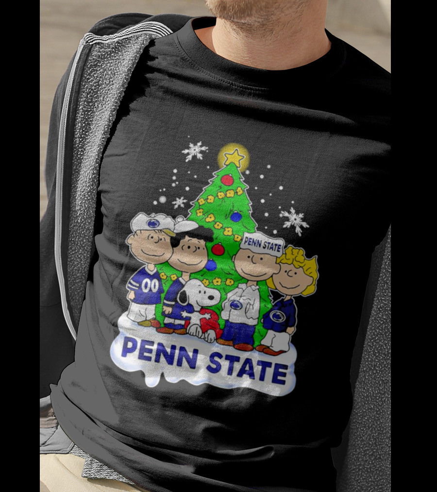Peanuts Penn State Christmas Nittany Lions Snoopy And Friends Holiday Tree T-Shirt