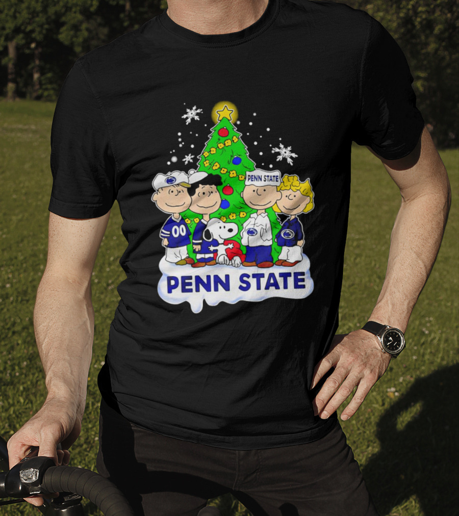Peanuts Penn State Christmas Nittany Lions Snoopy And Friends Holiday Tree T-Shirt