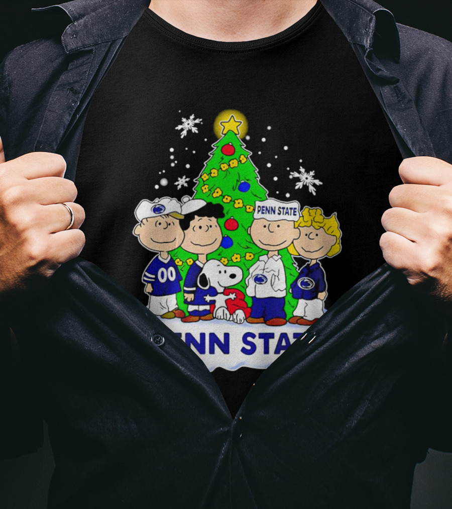 Peanuts Penn State Christmas Nittany Lions Snoopy And Friends Holiday Tree T-Shirt