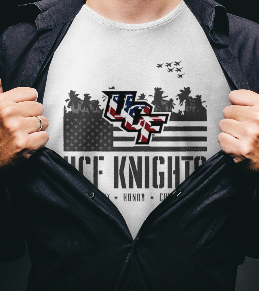 UCF Knights Respect Honor Courage American Flag T-Shirt