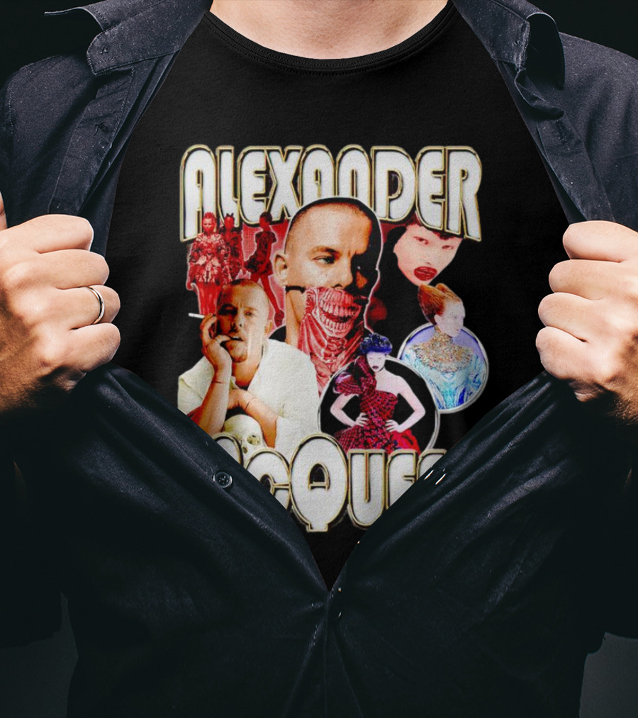 Alexander McQueen Fashion Iconography And Portrait Collage T-Shirt