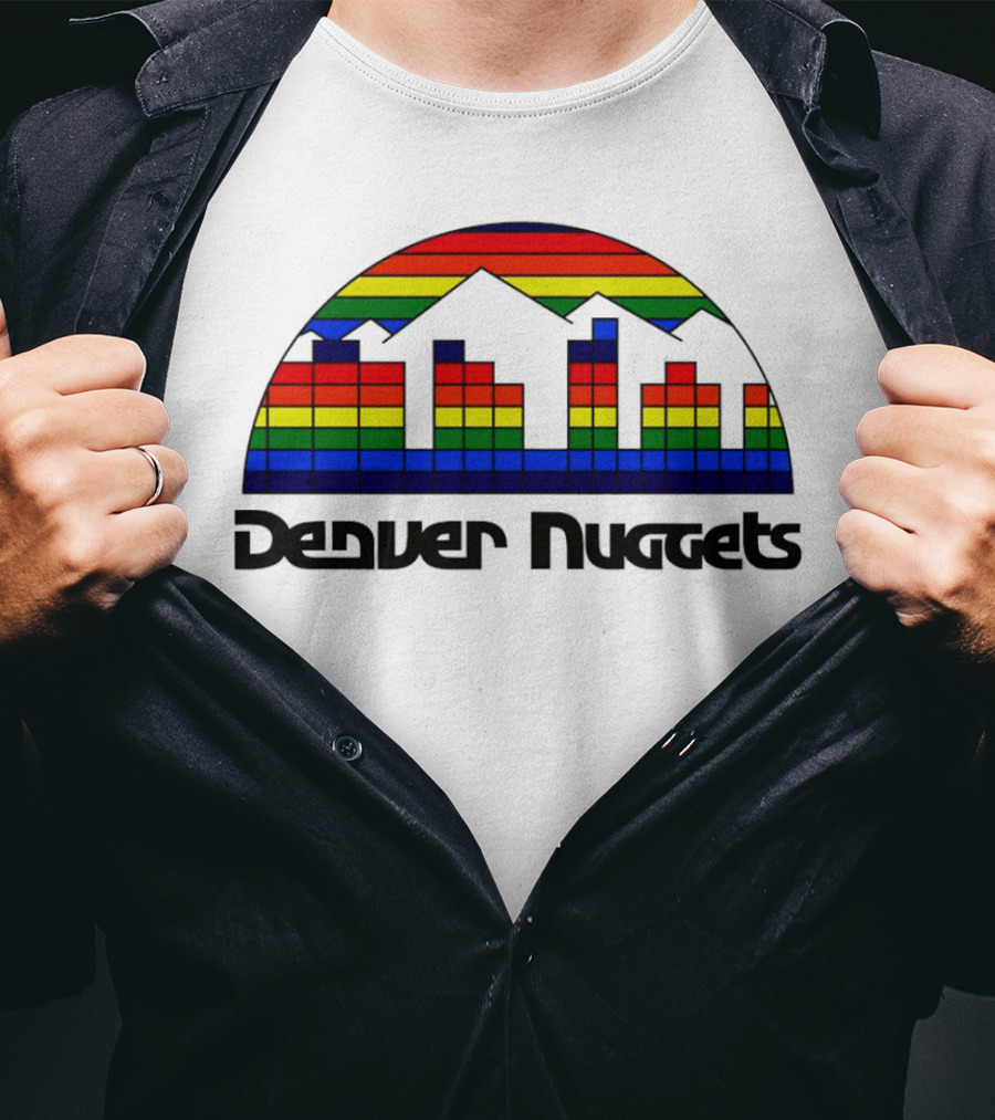Denver Nuggets Skyline Rainbow Vintage Retro Classic T-Shirt