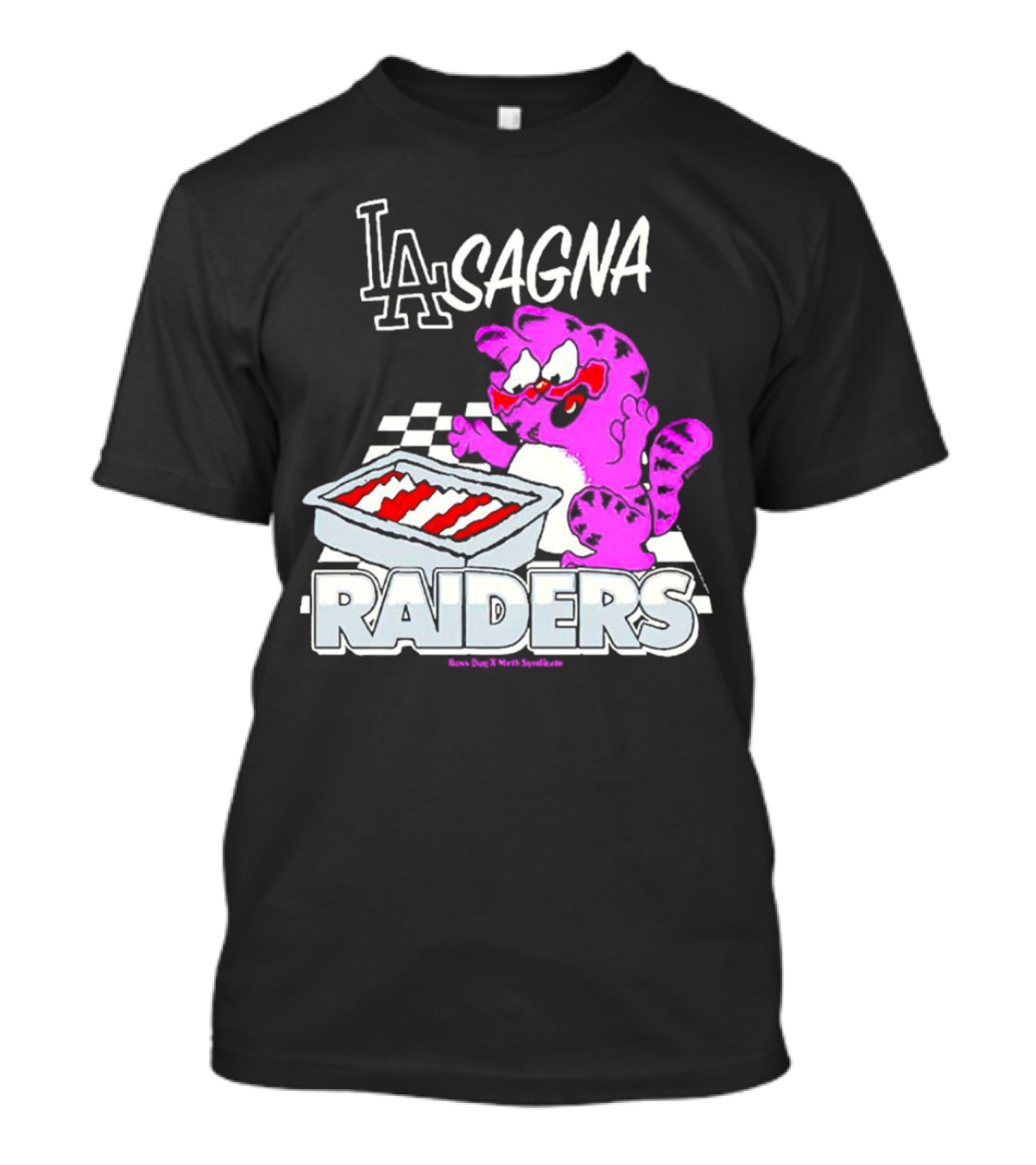 Garfield Lasagna Raiders LA Pink Cat Northumberland T-Shirt