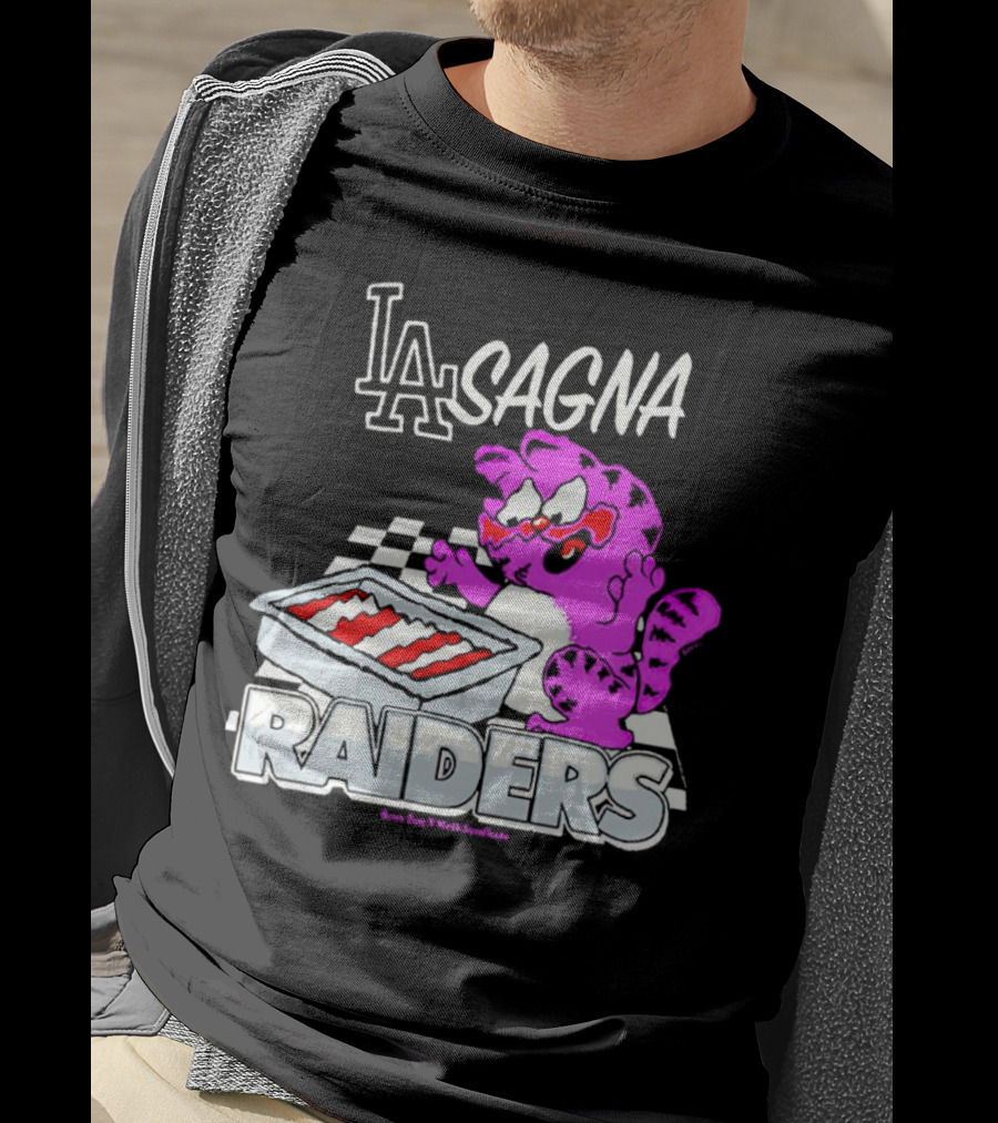 Garfield Lasagna Raiders LA Pink Cat Northumberland T-Shirt
