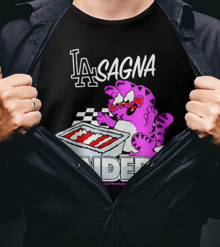 Garfield Lasagna Raiders LA Pink Cat Northumberland T-Shirt