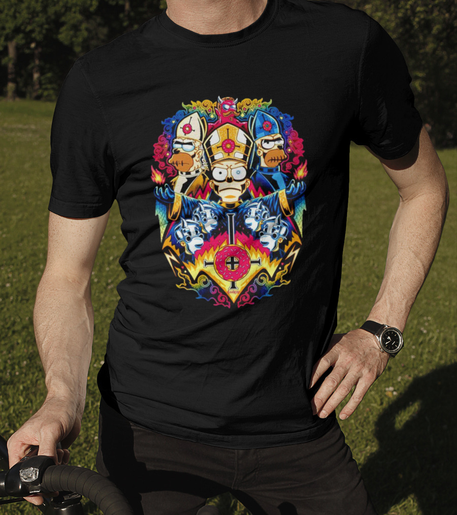 The Simpsons Papa Caramba Homer Papal Trio Psychedelic T-Shirt