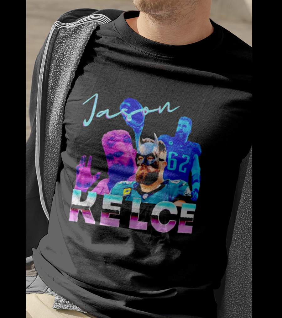 Jason Kelce Philadelphia Eagles Football Player Retro Collage T-Shirt