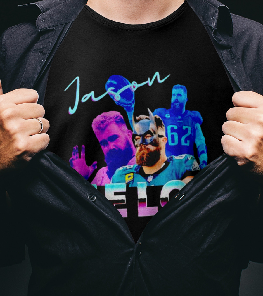 Jason Kelce Philadelphia Eagles Football Player Retro Collage T-Shirt