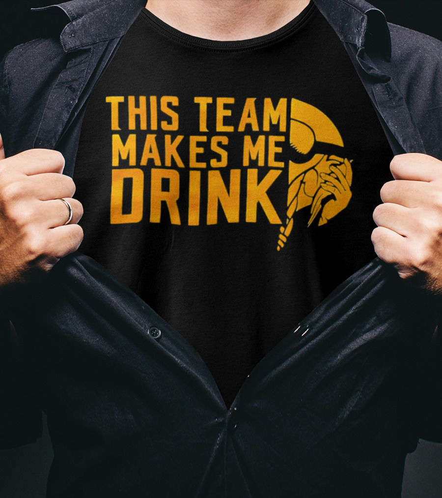 Minnesota Vikings This Team Makes Me Drink Viking Helmet T-Shirt