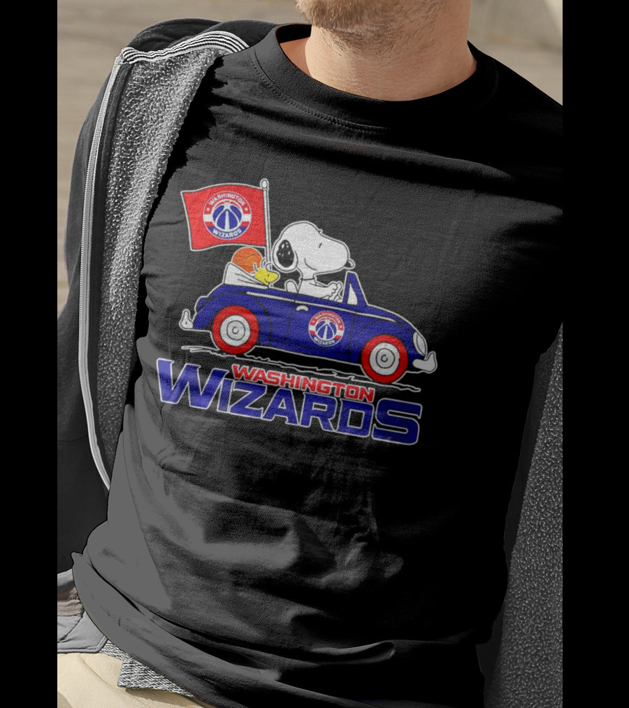 Washington Wizards Snoopy Driving Car With Basketball T-Shirt