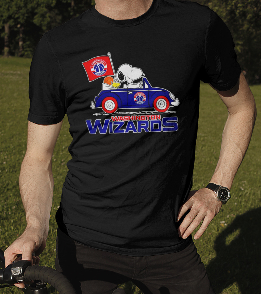 Washington Wizards Snoopy Driving Car With Basketball T-Shirt