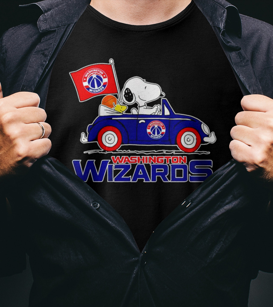 Washington Wizards Snoopy Driving Car With Basketball T-Shirt