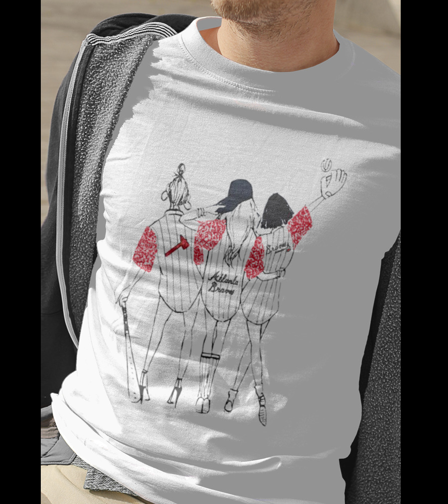 Atlanta Braves Three Girls Baseball Team Supporters T-Shirt
