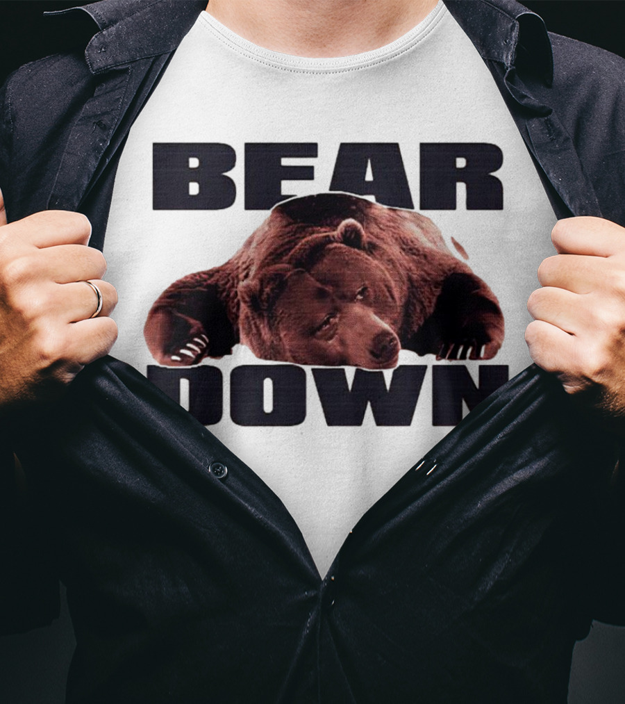 Bear Down Lazy Bear Image T-Shirt