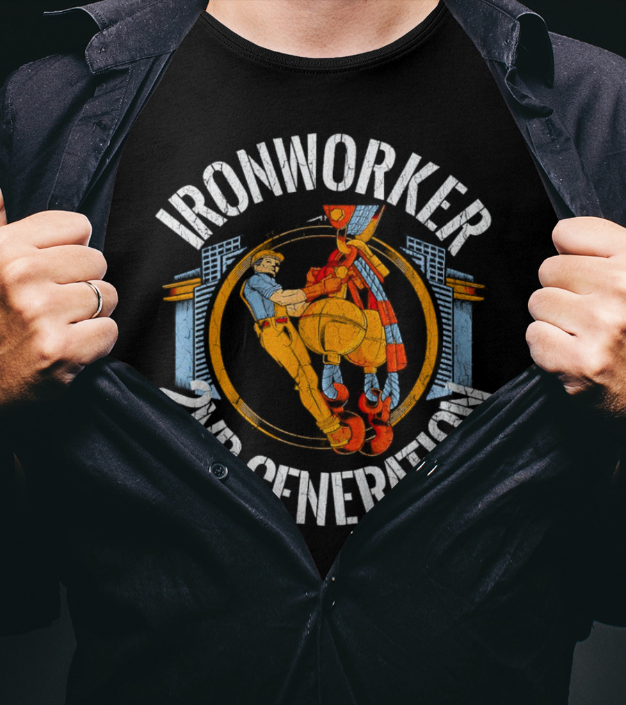 Ironworker 2ND Generation Vintage Construction Worker Scene T-Shirt