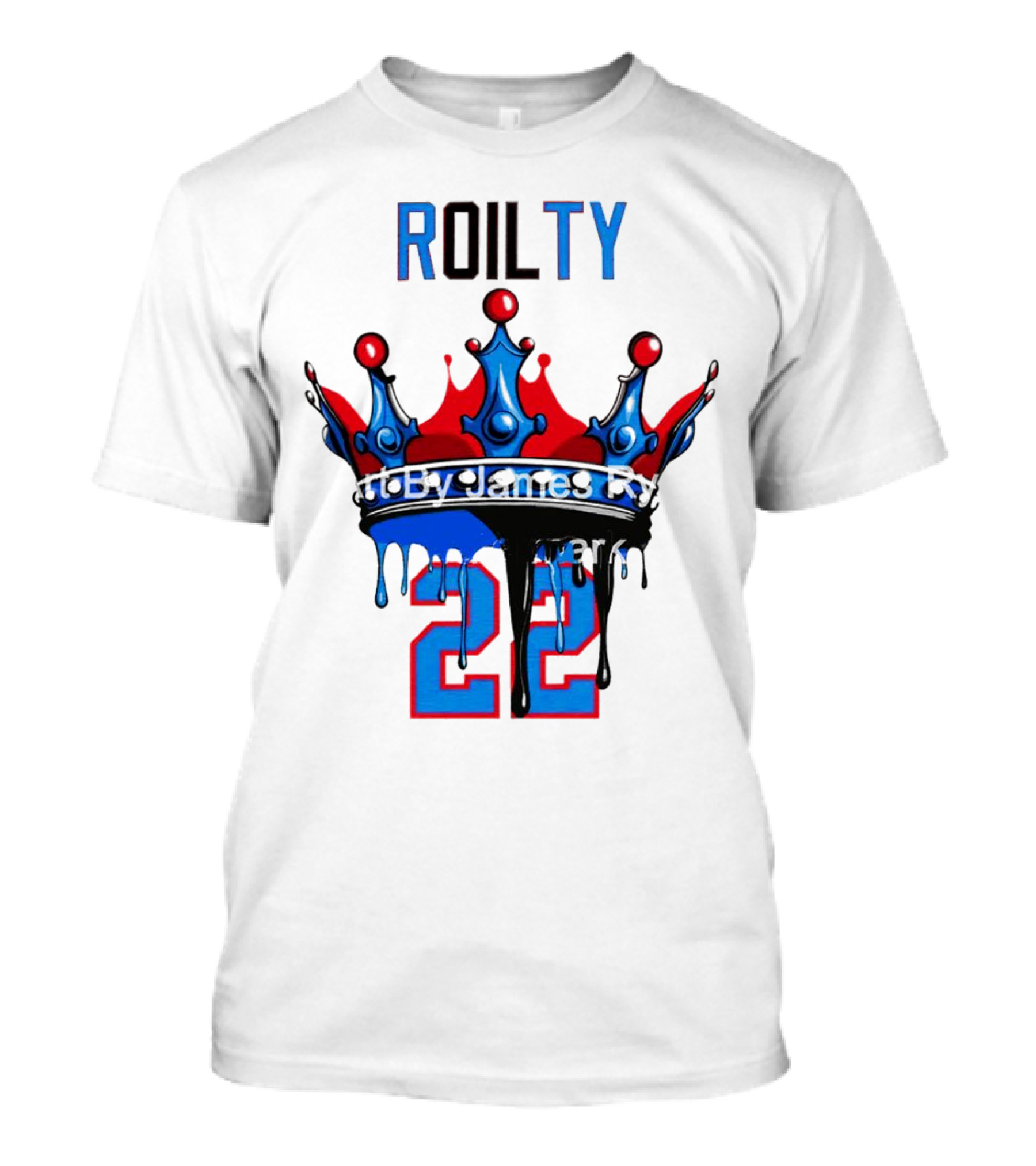ROILTY 22 Crown Red Blue Dripping T-Shirt