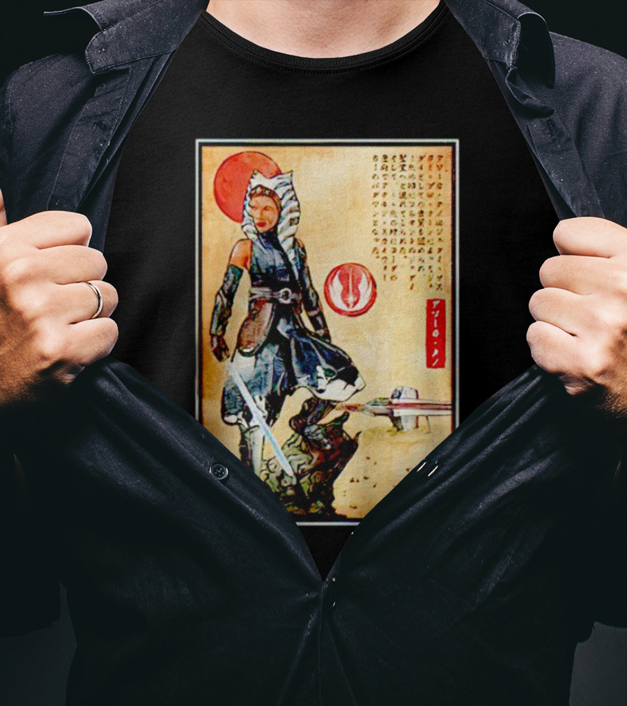 The Way Of Fulcrum Ahsoka Tano Jedi Order Katana Japanese Style Set Neon Fitted_m22f16 T-Shirt