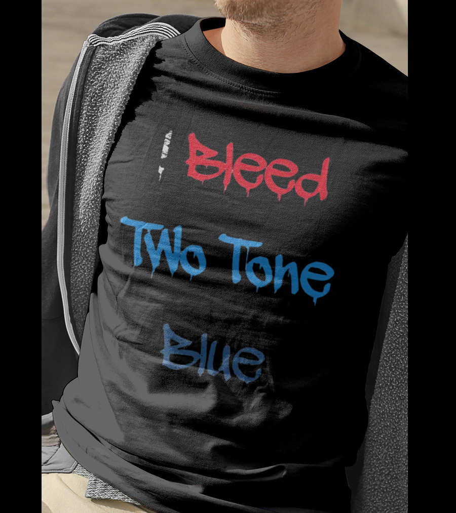 I Bleed Two Tone Blue Dripping Graffiti T-Shirt