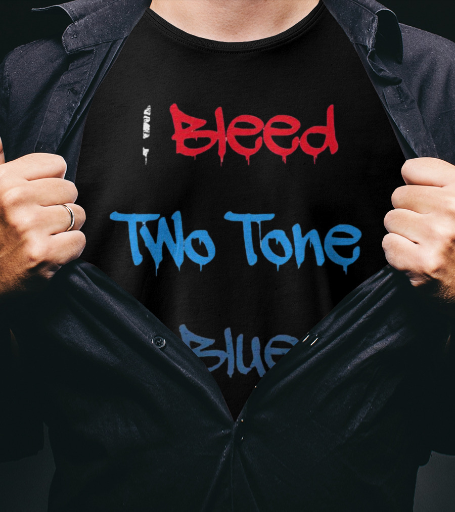 I Bleed Two Tone Blue Dripping Graffiti T-Shirt
