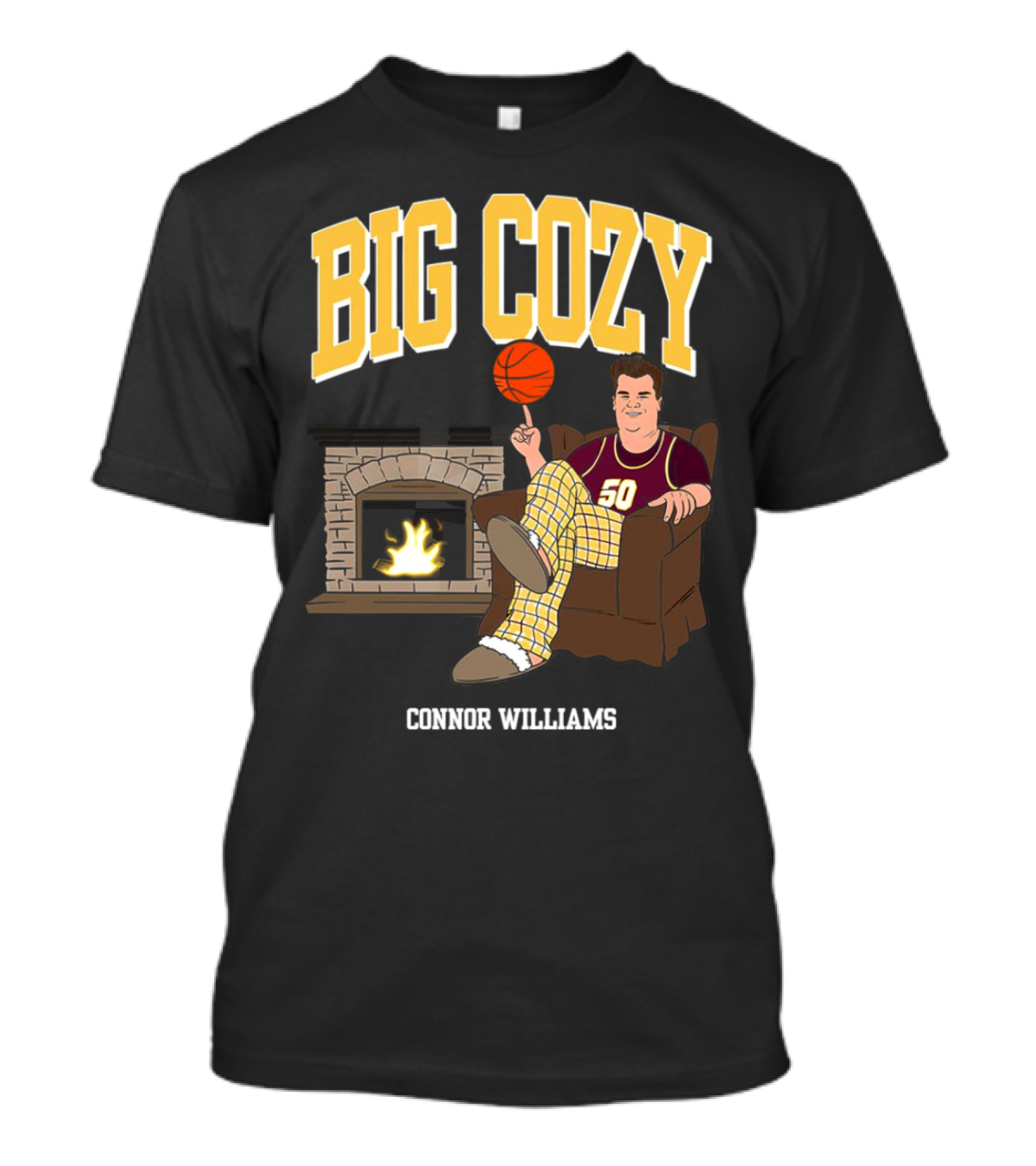 Connor Williams Big Cozy Basketball By The Fireplace T-Shirt