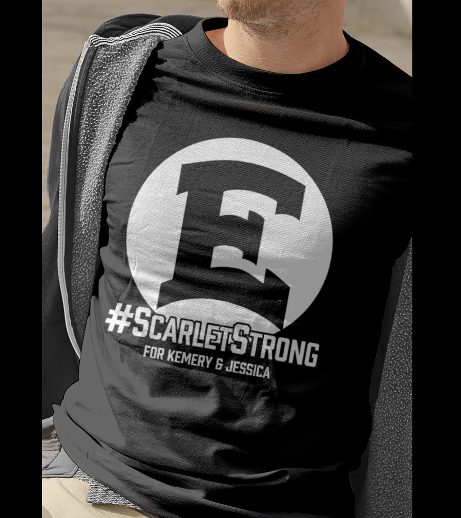 ScarletStrong For Kemery And Jessica Bold E Logo Emblem T-Shirt