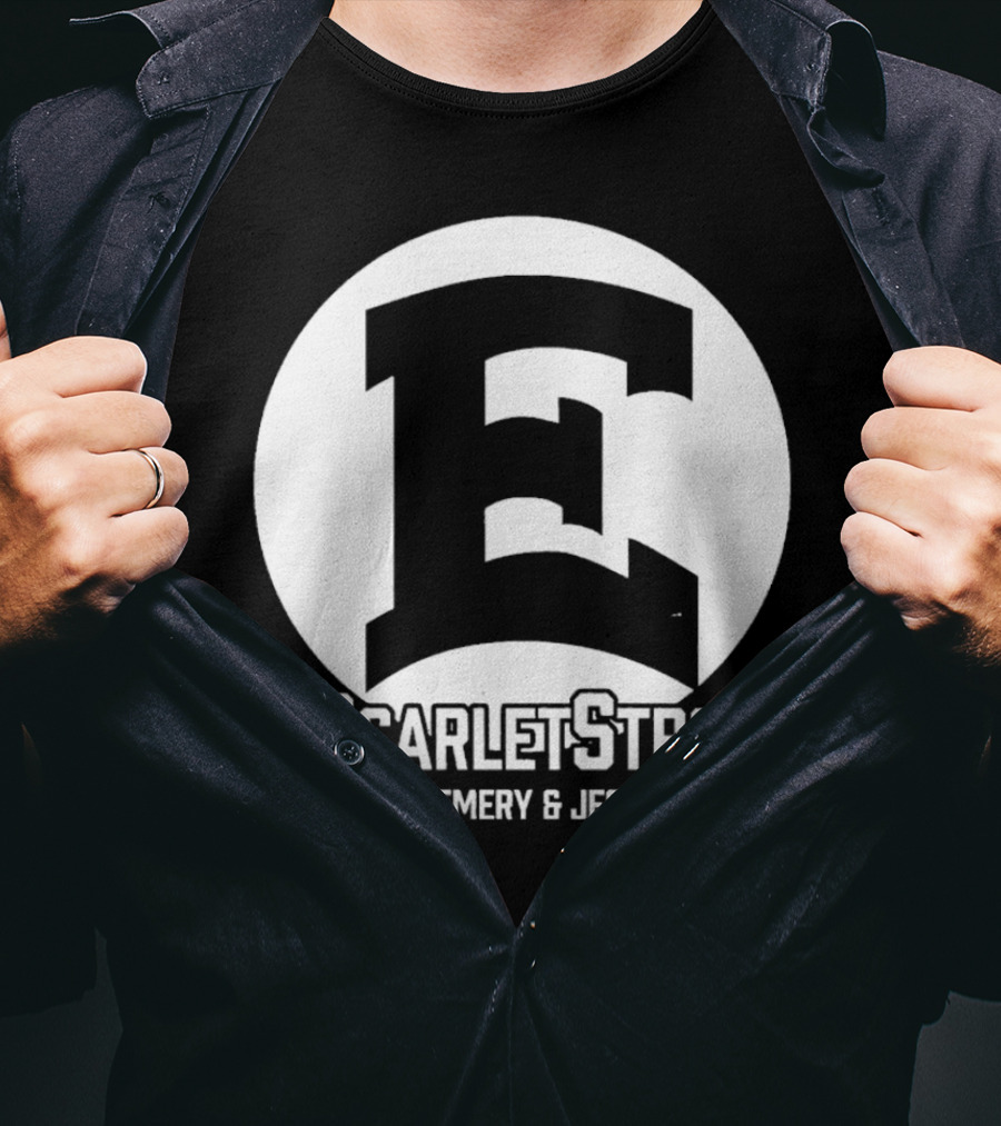 ScarletStrong For Kemery And Jessica Bold E Logo Emblem T-Shirt