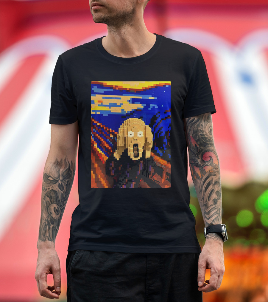 The Lego Scream Edvard Munch Mosaic T-Shirt