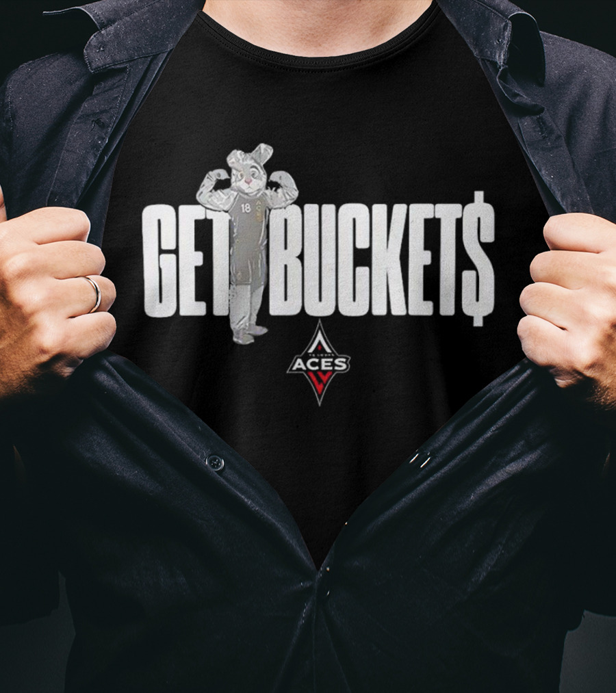 Las Vegas Aces Mascot Get Bucket$ Featuring Team T-Shirt