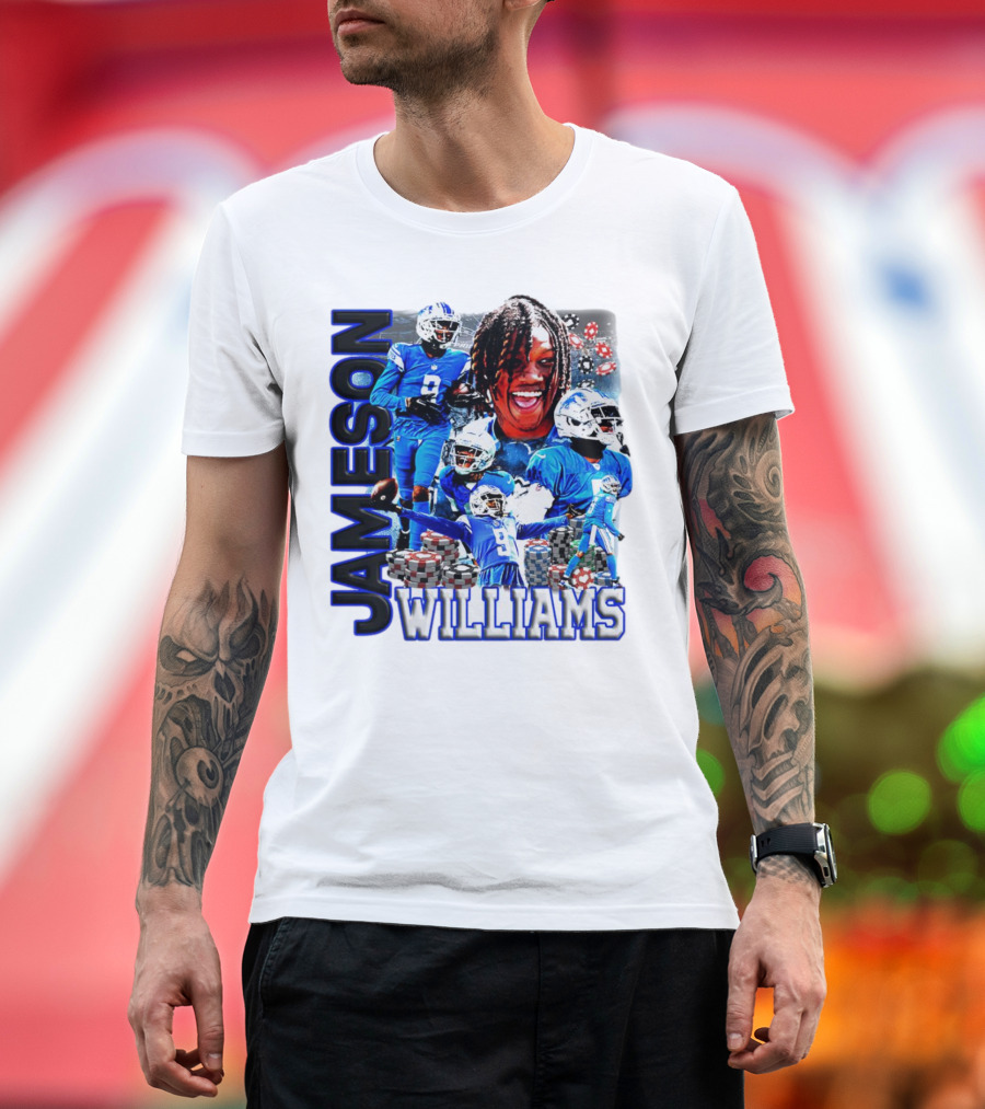 Jameson Williams Detroit Lions Football NFL Athlete Montage T-Shirt