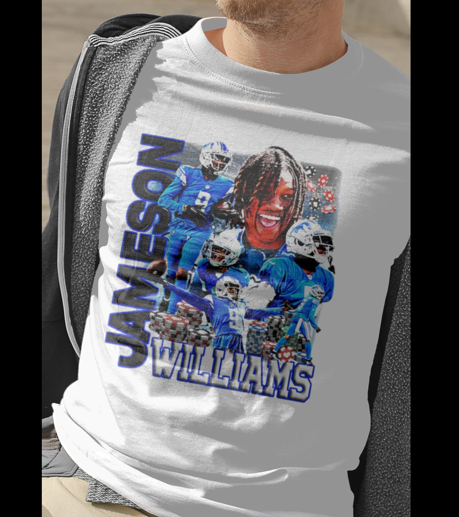 Jameson Williams Detroit Lions Football NFL Athlete Montage T-Shirt