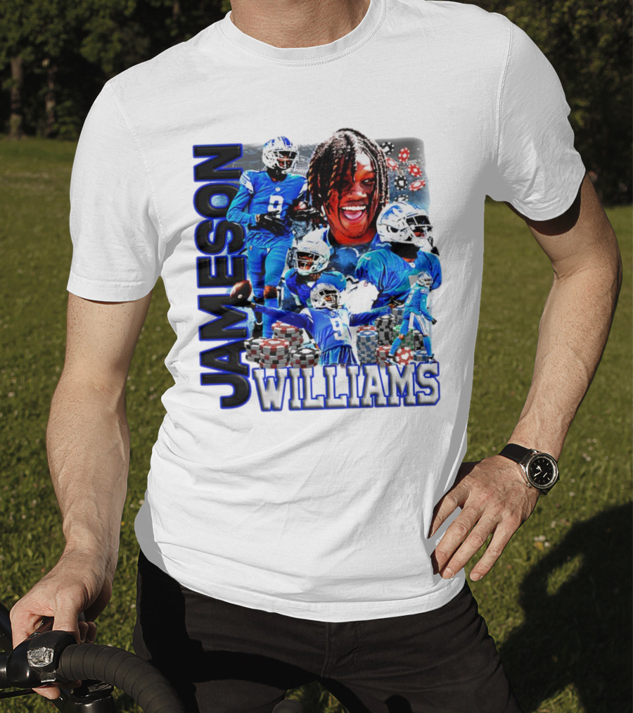 Jameson Williams Detroit Lions Football NFL Athlete Montage T-Shirt
