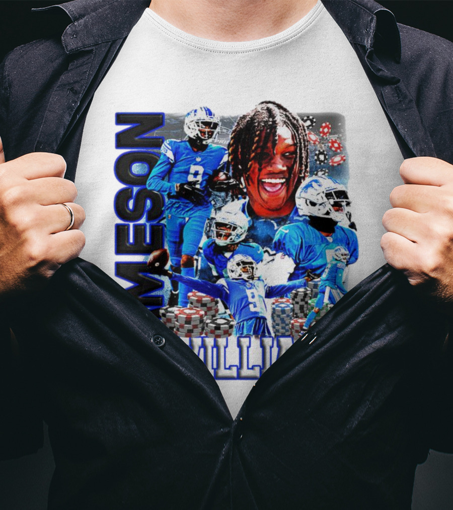 Jameson Williams Detroit Lions Football NFL Athlete Montage T-Shirt