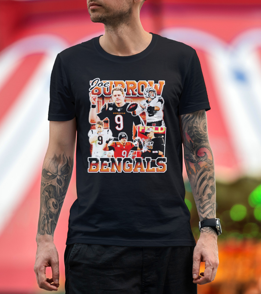 Joe Burrow Bengals Legends Number 9 Quarterback Cincinnati NFL Stars T-Shirt
