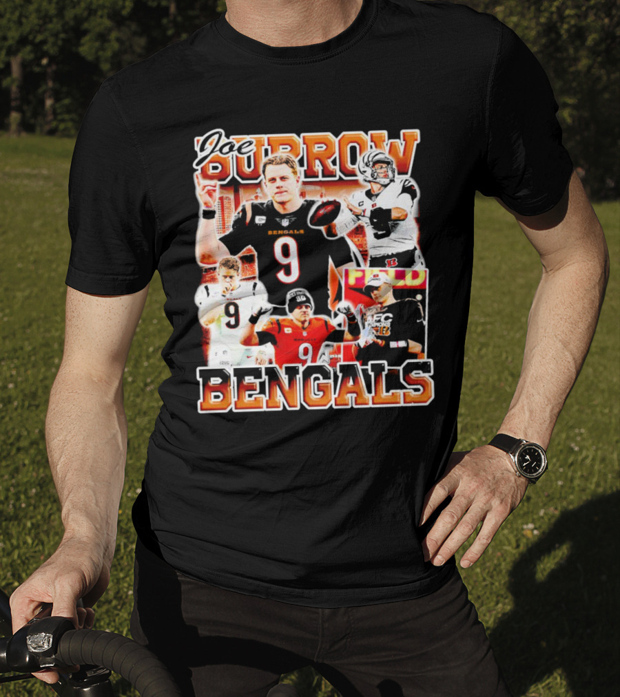Joe Burrow Bengals Legends Number 9 Quarterback Cincinnati NFL Stars T-Shirt