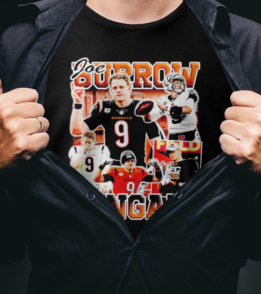 Joe Burrow Bengals Legends Number 9 Quarterback Cincinnati NFL Stars T-Shirt